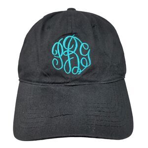 PRG Monogram Slideback Hat Black One Size Adjustable Embroidered Vented Holes